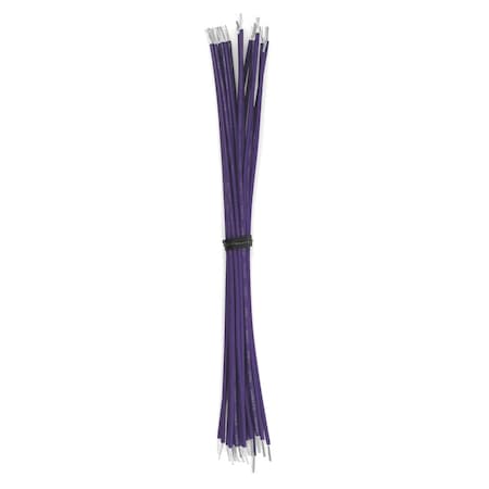 Cut And Stripped Wire, 22 AWG, Solid, Violet 24in Leads, 500PK